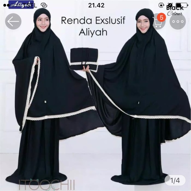 Mukena katun polos renda
