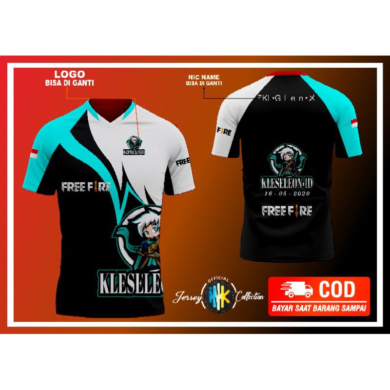 BAJU KAOS JERSEY GAME FREEFIRE DESAIN TERBARU / GUILD FREE FIRE free Desain  LOGO & NICK NAME
