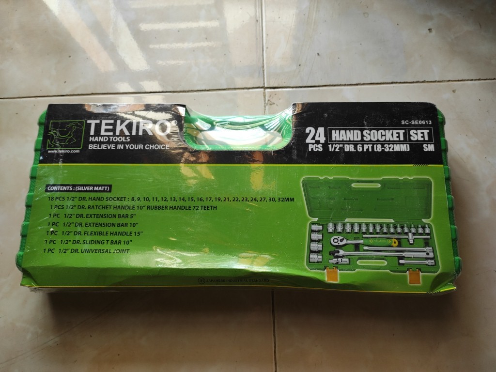 Kunci Sok Set 24 Pcs 6 Pt 8-32 Mm / Hand Socket / Kunci Sock Box Pvc Tekiro