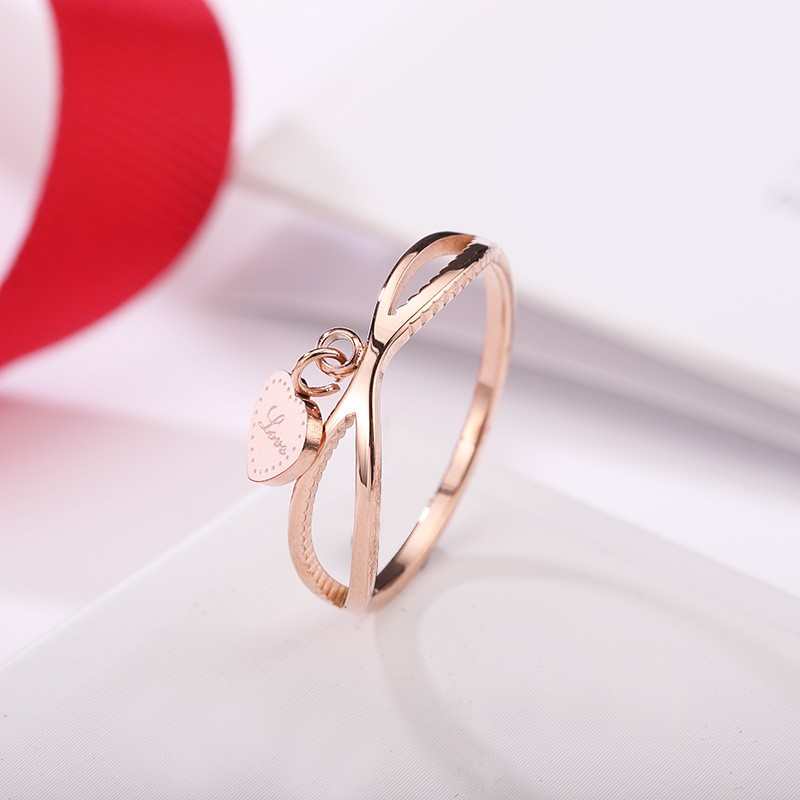 Cincin Titanium Mini Korea fashion cewek Wanita CK074 motif love elegant