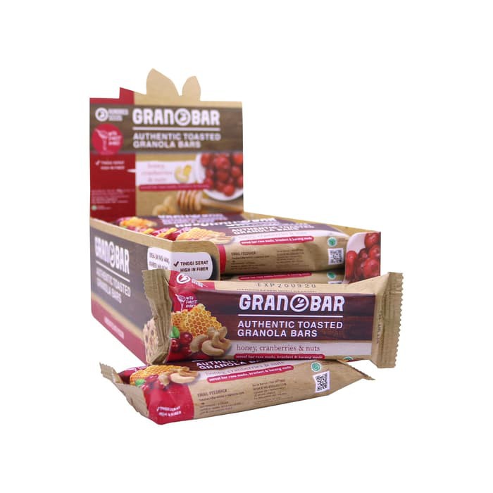 

Granobar Honey, Cranberries & Nuts Granola Makanan I Snack16Pcs