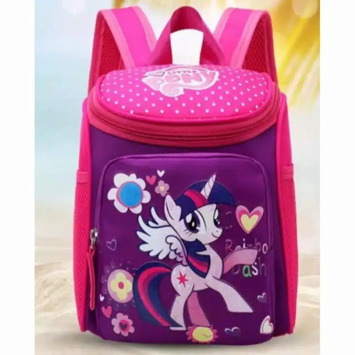 Tas Anak Laki-laki Perempuan Lucu Fashion Anak Sekolah Ransel Kuda pony Ungu