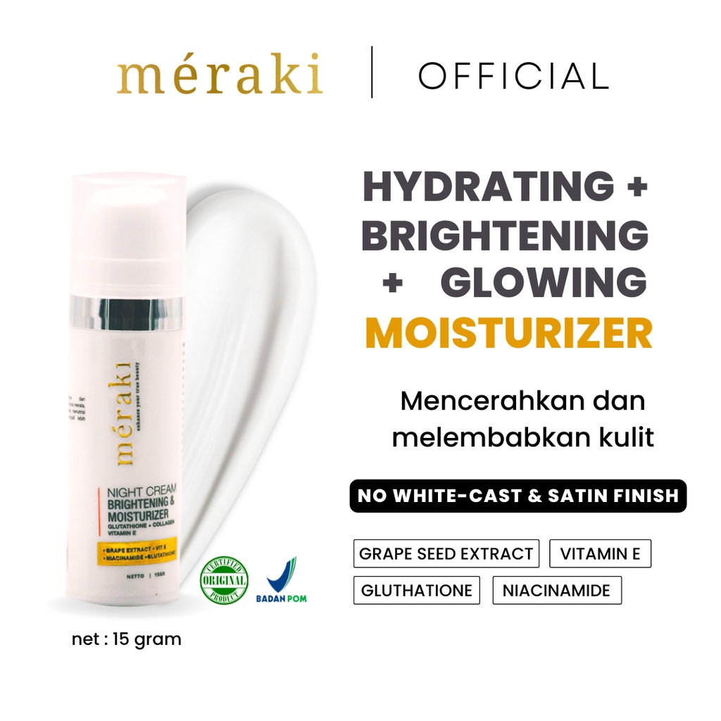 [𝐂𝐥𝐞𝐚𝐫𝐚𝐧𝐜𝐞 𝐒𝐚𝐥𝐞] Meraki Skincare Brightening Night Cream | Krim Malam 15 gram