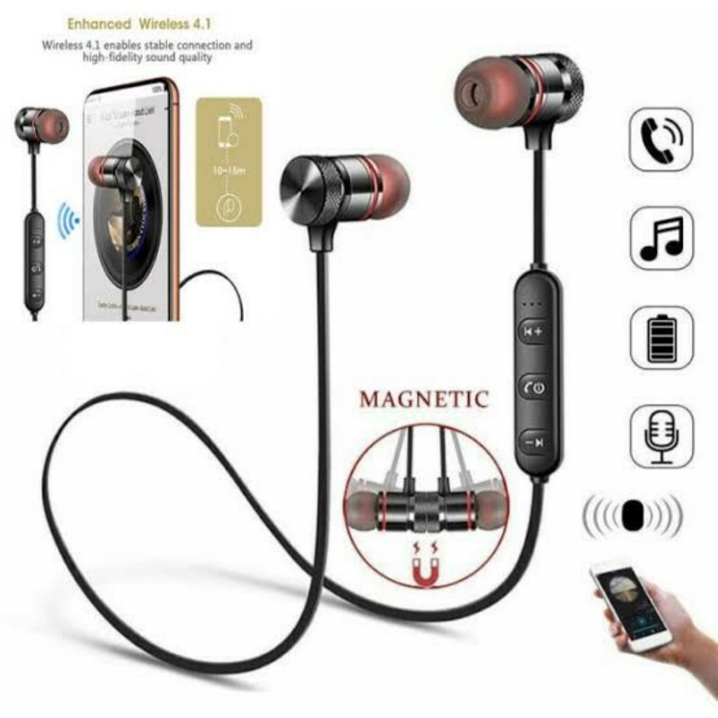 Headsfree Sport Bluetooth blutut musik nelpon headset audio bass magnet UNIVERSAL ORI EOM ODM