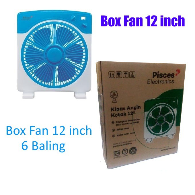 Pisces Box Fan Kipas Angin 12 Inch 6 Baling