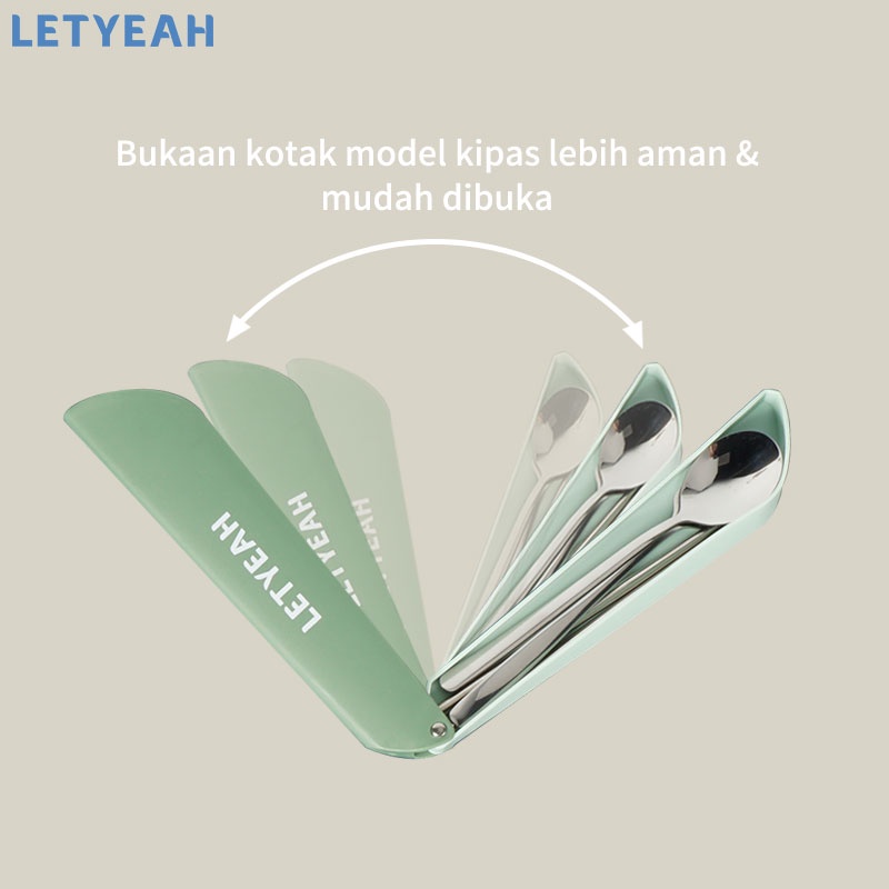 letyeah Rotatable cutlery set stainless /Alat makan set 3 in 1 portable