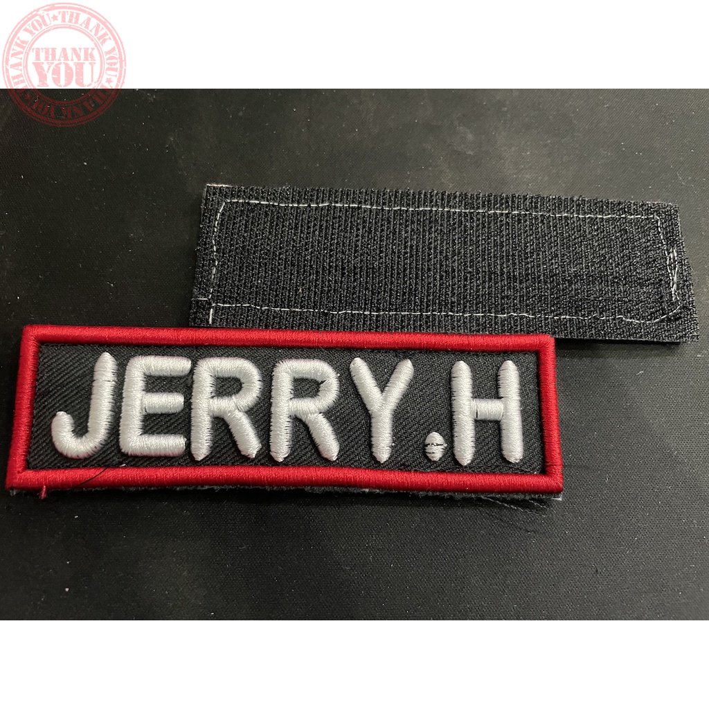 Badge Nama Timbul + Perekat Velcro - Bet Timbul Nama (Request) - Patch Bordir Nama Bordir Nama Dada