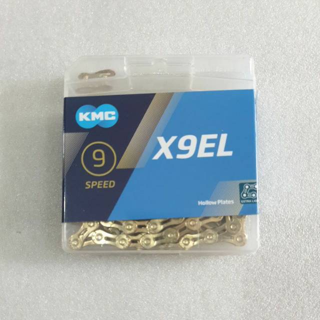 CHAIN RANTAI KMC 9 SPEED X9EL HOLLOW PLATES GOLD