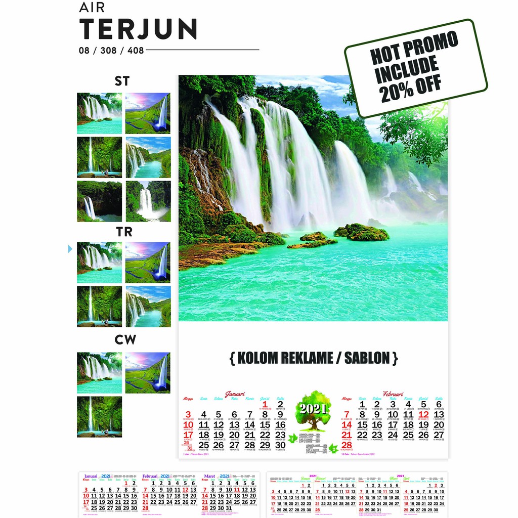 KALENDER DINDING 2021 EDISI AIR TERJUN STANDARD | TRIWULAN | CATURWULAN