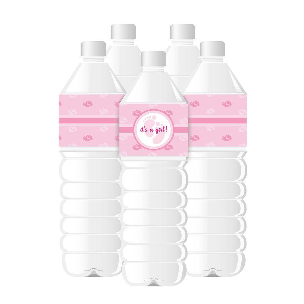Top 24PCS Stiker Bungkus Botol Air Pesta Ulang Tahun It's A Boy/Girl Motif Jejak Kaki Boy Or Girl