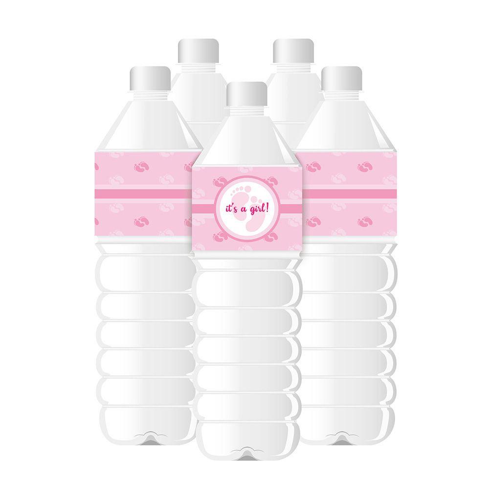 Top 24PCS Stiker Bungkus Botol Air Pesta Ulang Tahun It's A Boy/Girl Motif Jejak Kaki Boy Or Girl