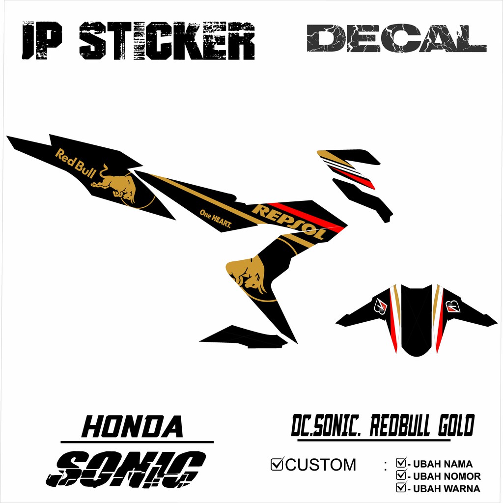 SONIC 150 STICKER DECAL FULLBODY SONIC 150 CUSTOM REDBULL GOLD BISA CUSTOM