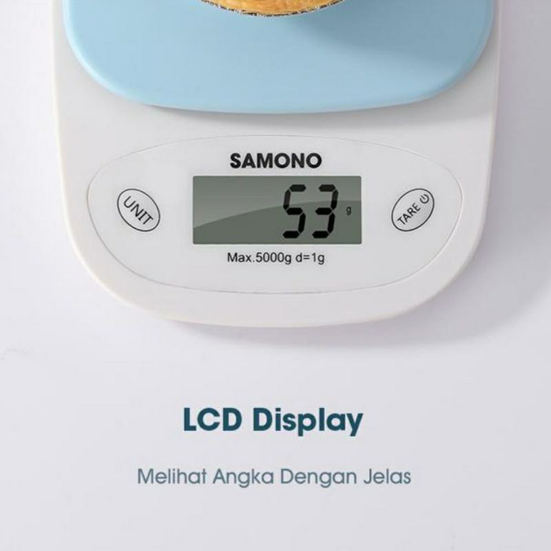 SAMONO SW-KS01 5Kg High Precision Multifunctional Kitchen Electric Scale with LCD Display Blue ori