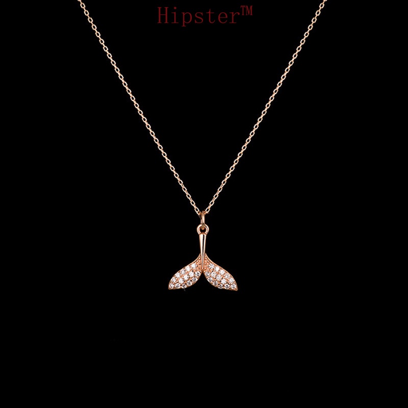 Niche Personality All-Match Fashion Fishtail Full Diamond Pendant Necklace