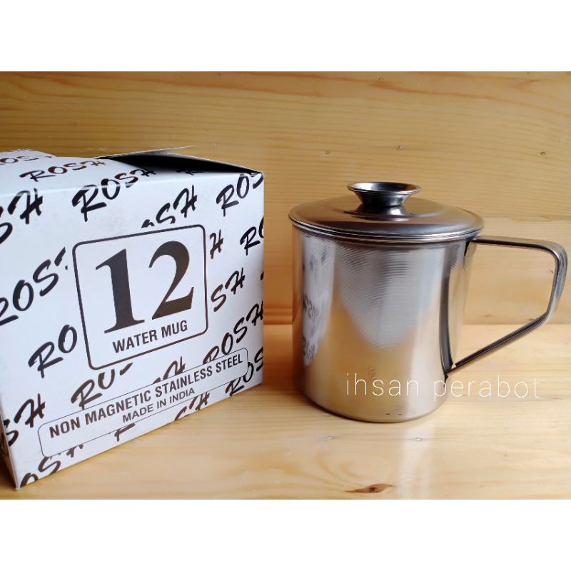 Mug Cangkir Stainless steel / Mug pakai Tutup /10cm /12cm