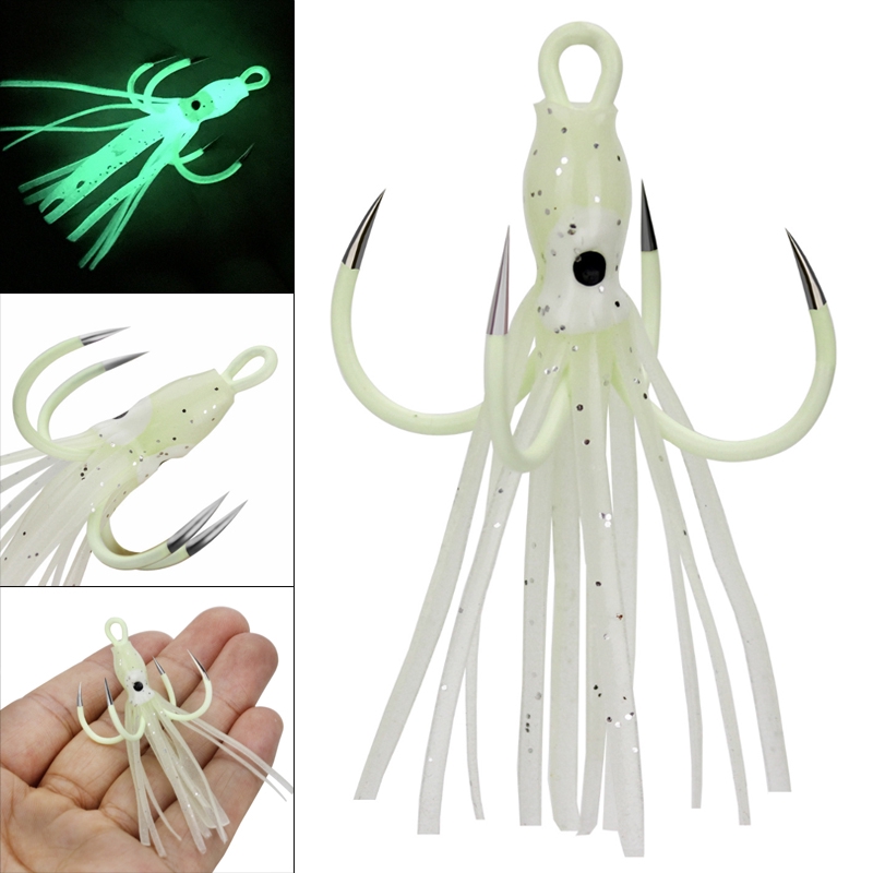 18# 3g Luminous Octopus Squid Hook Soft Lure with 4 Hooks