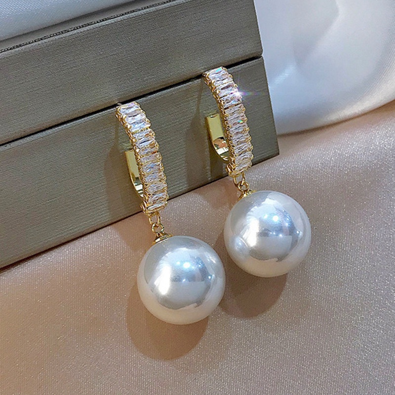 Anting Kristal Mutiara Putih Gaya Korea Untuk Wanita