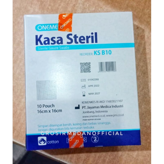 KASA STERIL ONEMED 16 X 16 - STERILE GAUZE SWABS - BEBAS DEBU DAN DAYA SERAP TINGGI