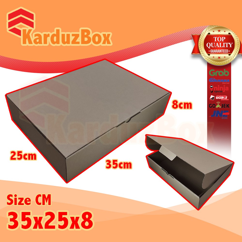

35x25x8 kotak Kardus Packing Box Pizza, box hampers, box kado, kardus diecut polos