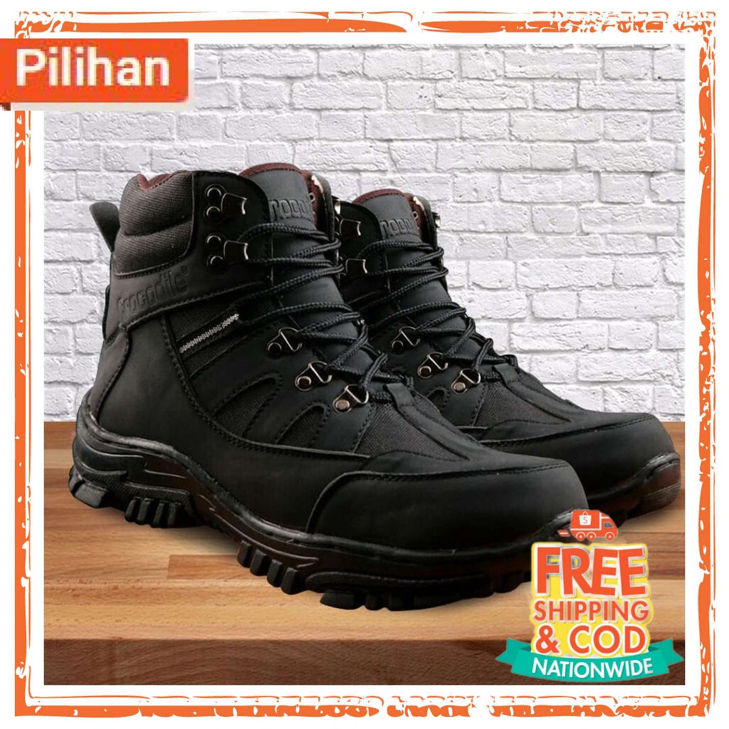 Merah Putih Hijau oren Tosca Tua abu muda /  Sepatu Pria Boots Crocodile Armour Sepatu PDL Safety Bo