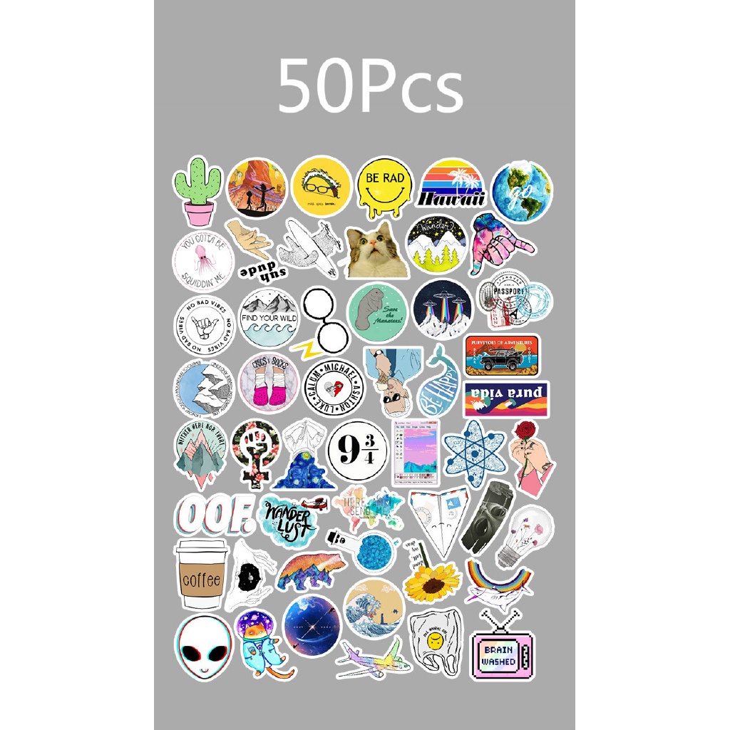 50/53/103Pcs Waterproof Refrigerator Skateboard Decoration Mixed Decals Laptop Sticker