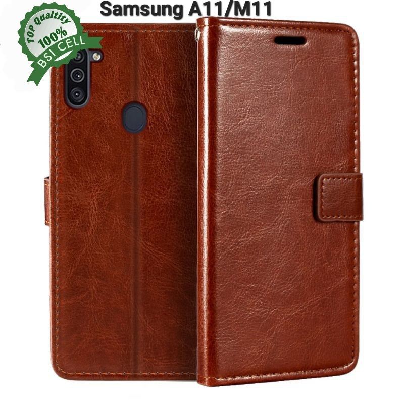 SAMSUNG M11  A11  LEATHER CASE SARUNG HP DOMPET KULIT FLIP COVER CASE