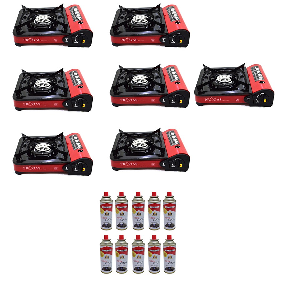Progas Kompor Portable 7 Pcs + 10 Pcs Gas Kaleng Suoer cook - paket