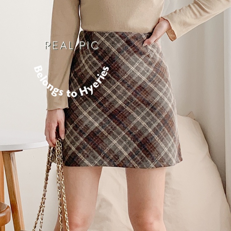[ HYERIES ] Plaid Mini Skirt / Gingham Skirt / Square Skirt / Rok Korea / Rok Kotak Korea / Cross Sk