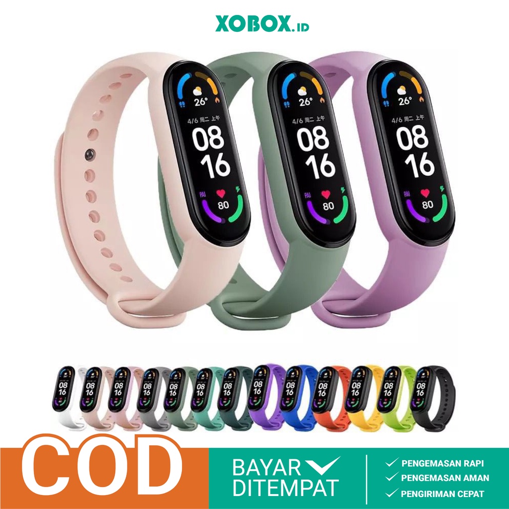 Gelang Silikon untuk Xiaomi Band 3 4 5 6 Gelang Warna Tali Pengganti Mi Band Tali Pergelangan Tangan Best Strap Mi Band AH033 - XOBOX