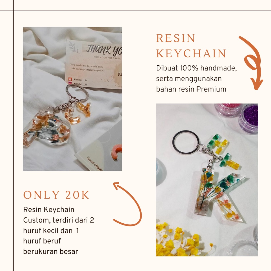 RESIN KEYCHAIN/GANTUNGAN KUNCI CUSTOM NAMA/HURUF/KPOP