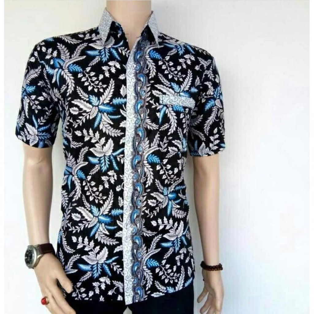 BATIK KEMEJA PRIA MOTIF DAUN BAMBU