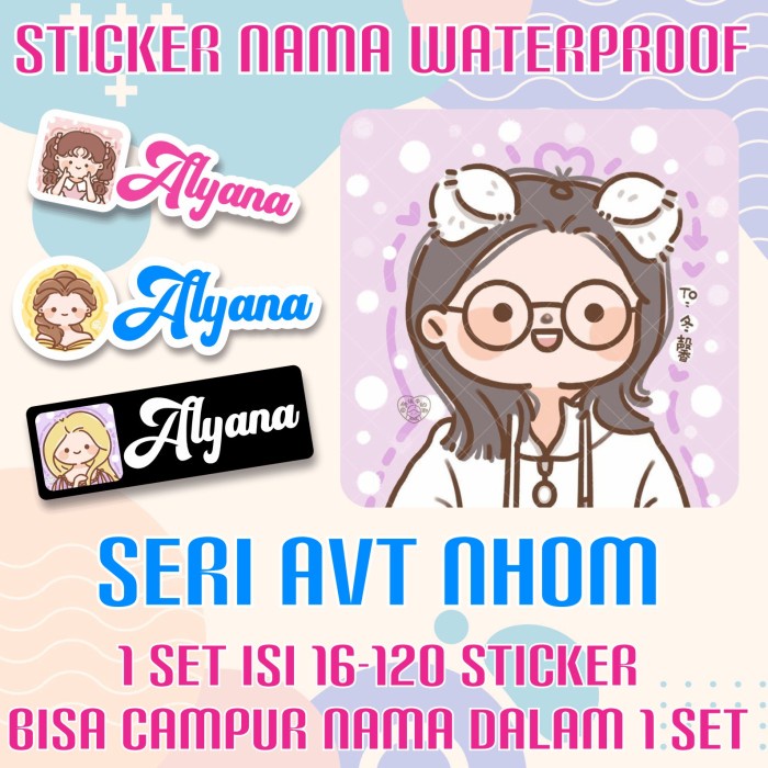 

[14-120 pcs] Sticker Nama Custom Avt Nhom