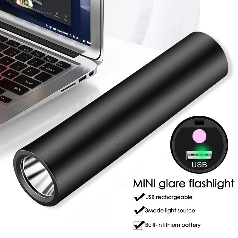 Lampu Senter Led Mini Portable Super Terang Jarak Jauh Flashlight Usb Rechargeable Untuk Outdoor COD