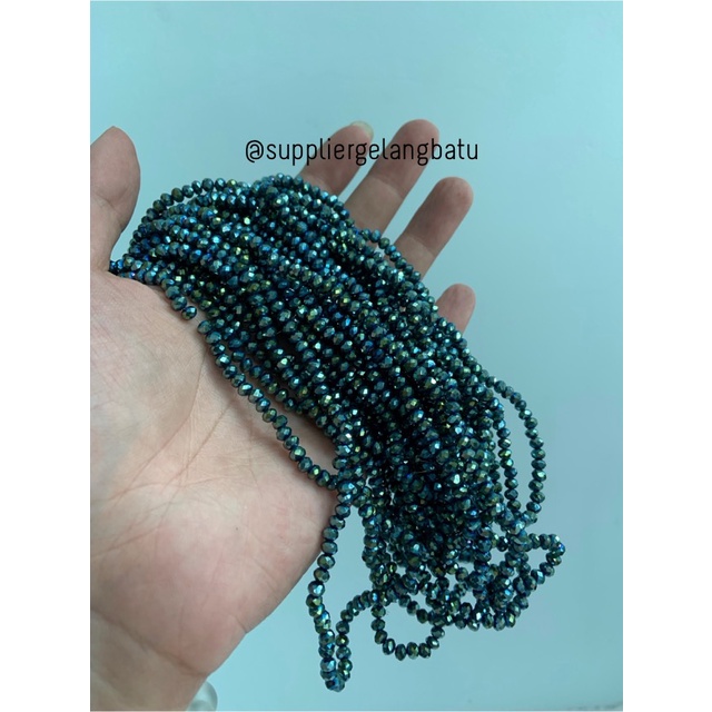 Kristal Ceko 4mm hijau metalik kilap bahan aksesoris premium craft AB