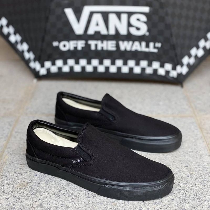 vans slip on full black original
