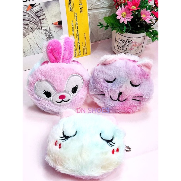 Dompet Koin Anak Tas Selempang Anak Tas Bulu lucu Tas Anak Karakter Aksesoris anak lucu unicorn kucing kudapon Randomi
