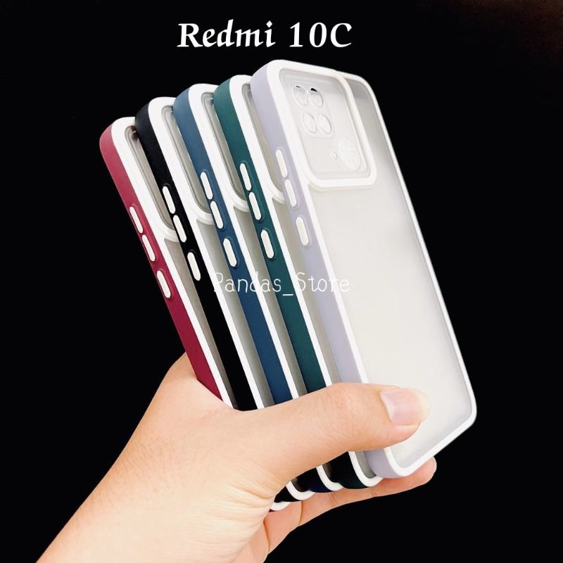 Pro Hybird Redmi 10C Softcase Halus dan Elegan / Pinggiran Garis Putih Keren (Pandas)