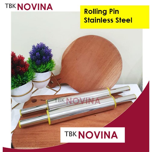 Rolling Pin Yellow Penggilas Adonan Kue Stainless Steel