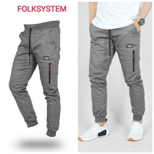 Celana chino joger cargo zipper terbaru