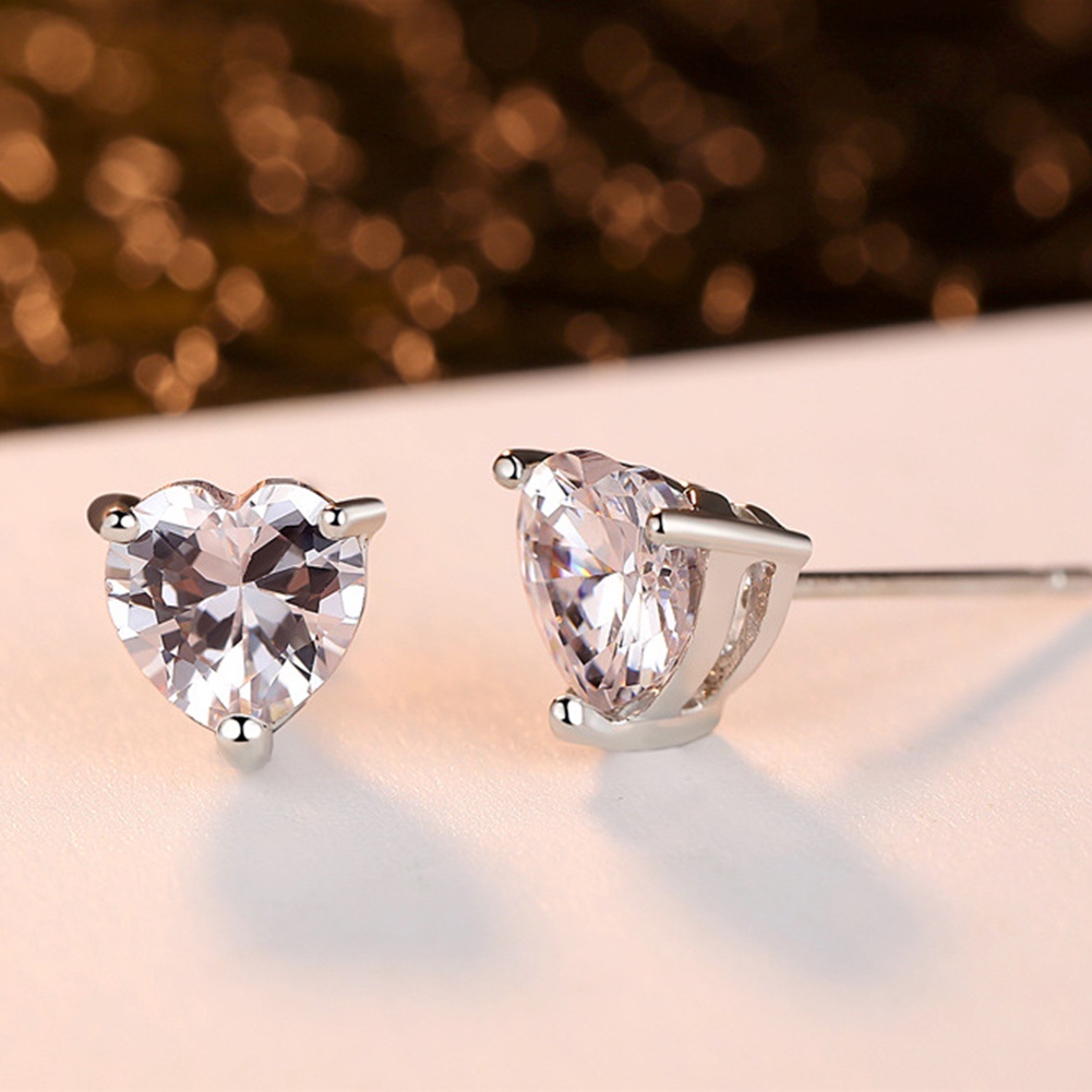 Hu Hu Hu Hu Hu Alat Bantu Pasang Kacamata♡ Set Anting Tusukkalung Rantai Liontin Hati Hias Kristal Cubic Zirconia Berkilau Untuk Wanita