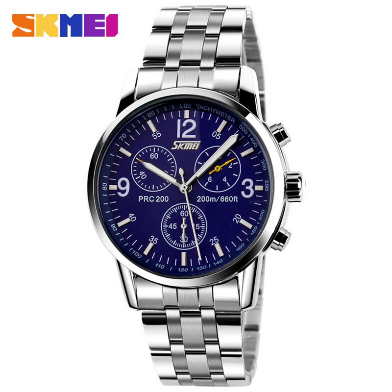 SKMEI 9070S Jam Tangan Pria Analog Tali Stainless WATCHKITE WKOS