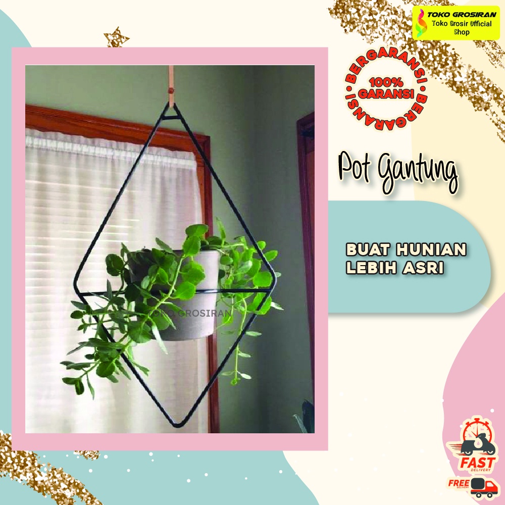 Pothos daun hijau panjang di pot gantung