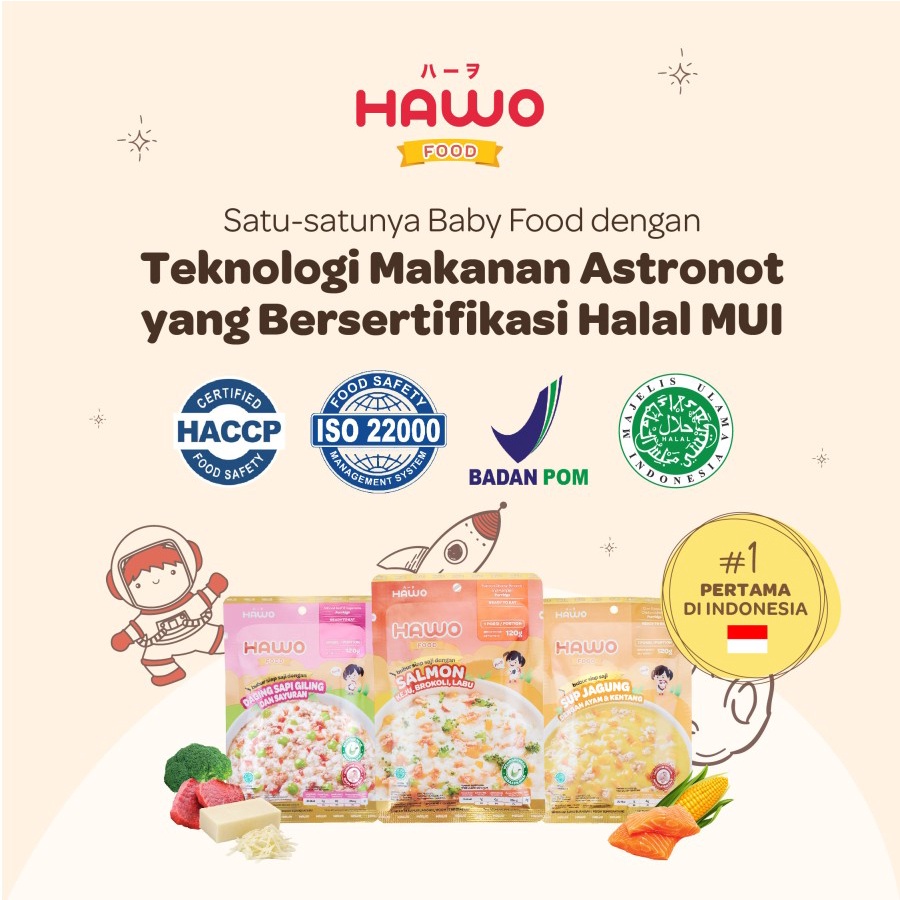 HAWOFOOD BUBUR SIAP SAJI SUP JAGUNG DENGAN AYAM &amp; KENTANG 120GR