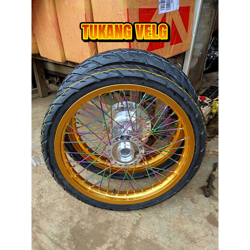 Velg jari jari ring 17 tapak lebar Megapro Primus ukuran 185 215 set plus ban