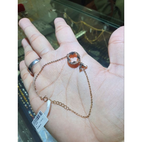 gelang bundar vcf* v nori polos extra rantai emas 750 rosegold