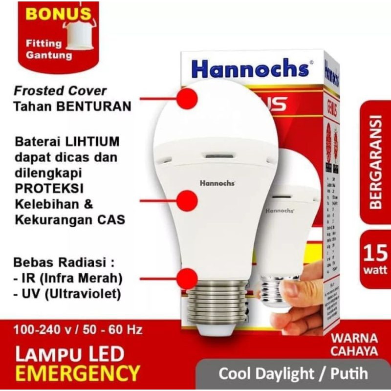 LAMPU EMERGENCY LED HANNOCHS GENIUS 15W 15WATT 15 W / LAMPU LED HANNOCHS GENIUS 15W 15WATT 15 WATT