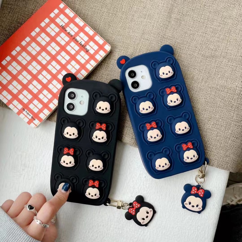 Case Pop it Oppo A15 A15s A54 (4G) Realme C2 A1K 3D Karakter Minnie & Mickey Soft Casing