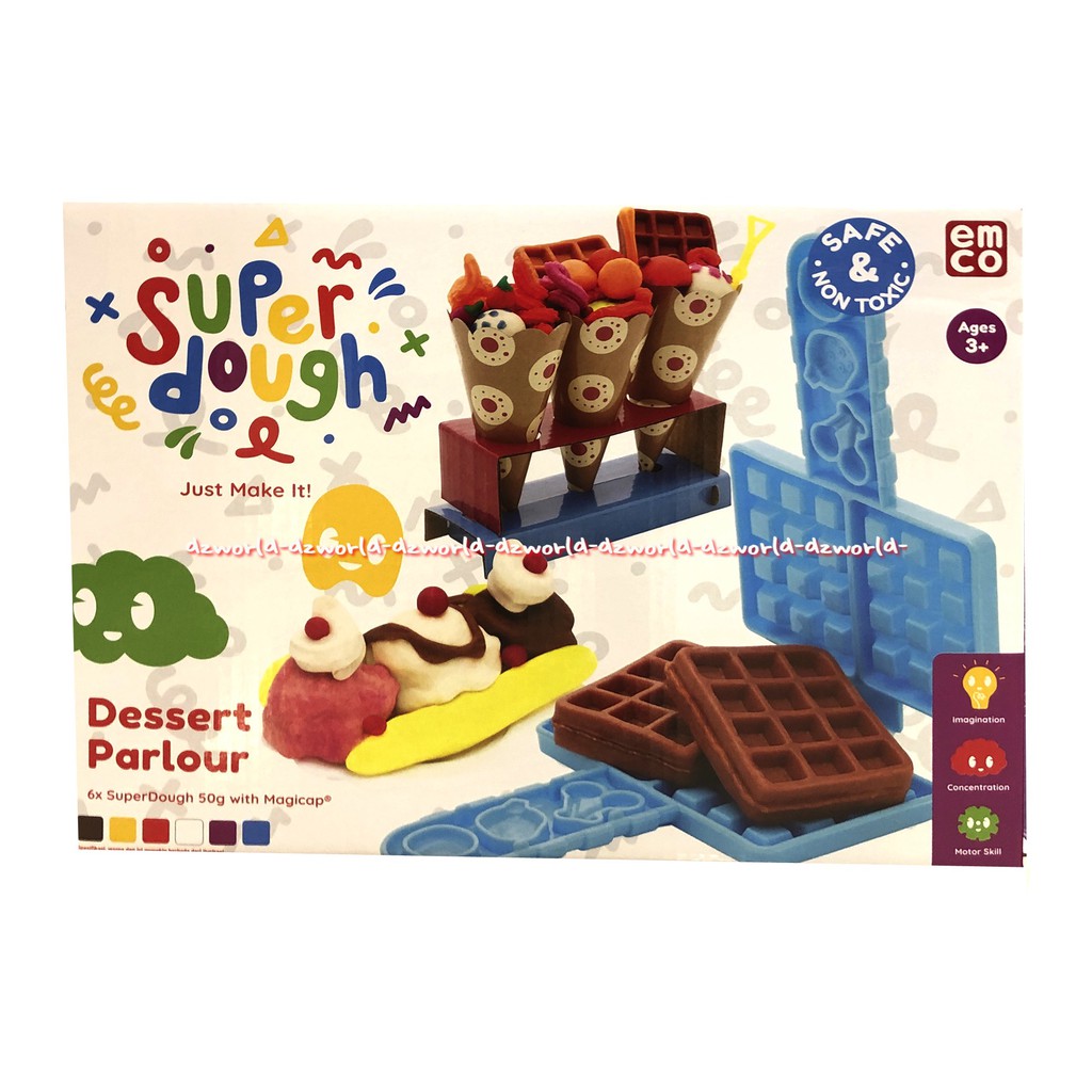 Emco Super Dough Dessert Parlour Mainan Membuat Lilin Es Cream Cone Waffle dengan Cetakan