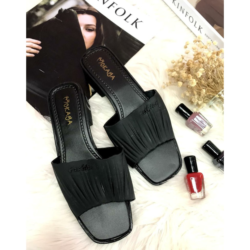 Sandal Slop Kerut Import Mokaya 2039-49 Atau Porto Lady ZEN-Hitam 2039-49