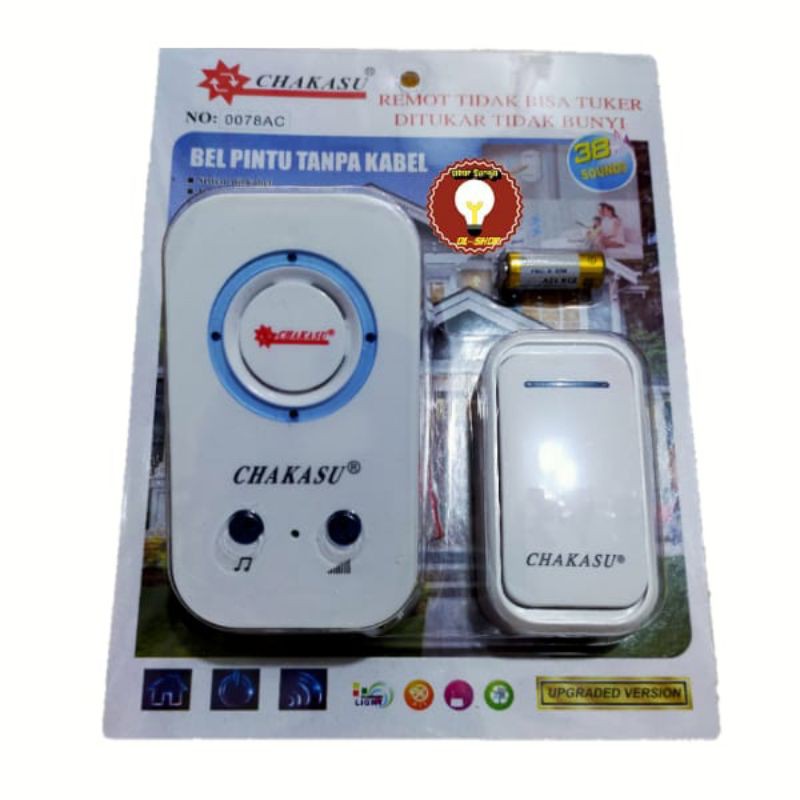 Bell Bel Pintu Rumah Wireless 1 Tombol Chakasu / Hattasu / Door bell